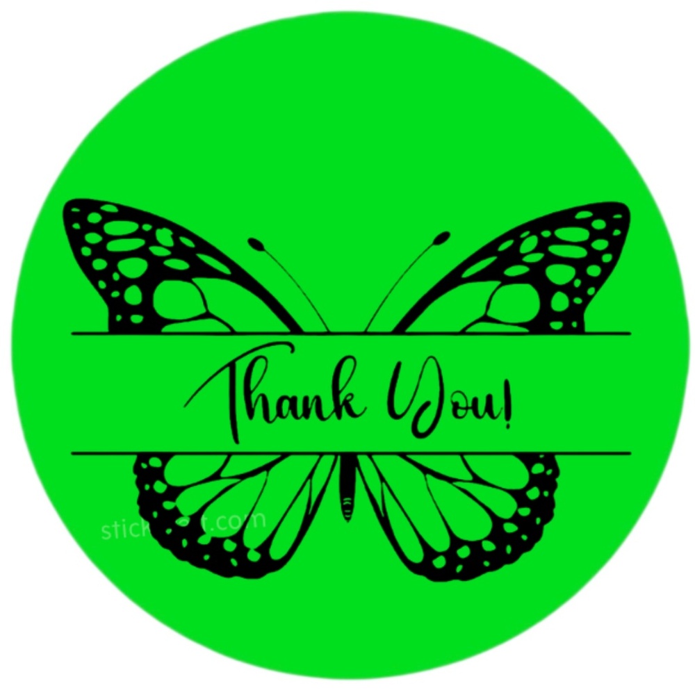 thank you sticker pink for business 2 inch round sticker - Picture 11 of 15
